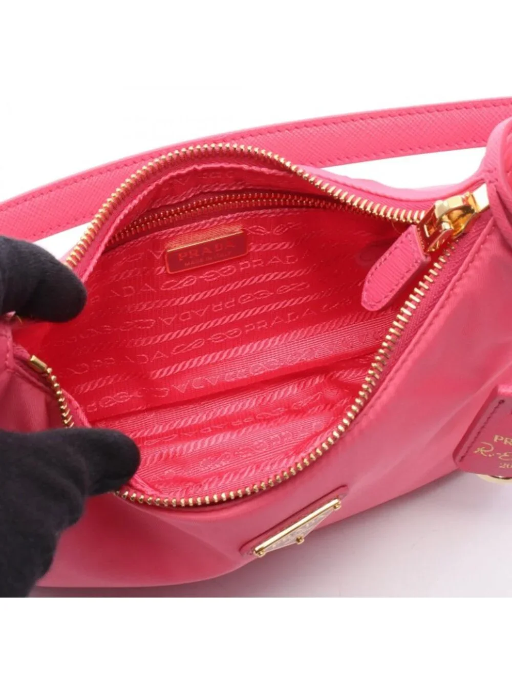 Prada Tessuto Saffiano Nylon Leather Shoulder Bag